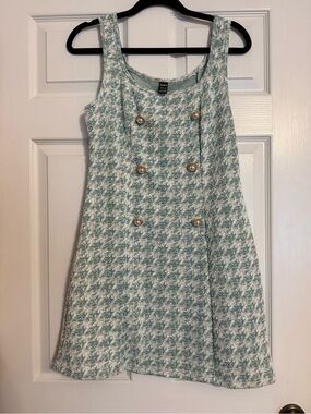 SHEIN Mint Green and White Tweed dress